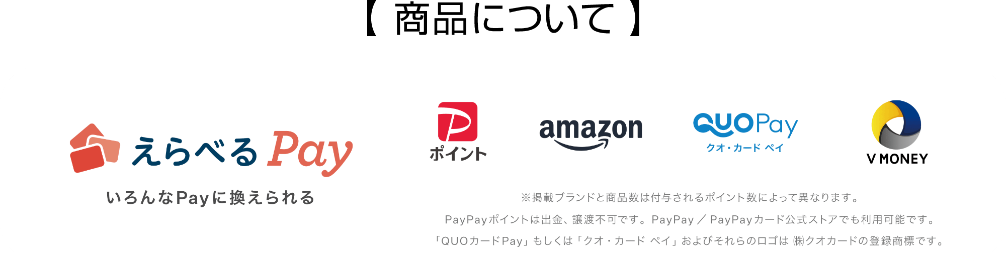 【商品について】いろんなPayに換えられる「選べるペイ」PayPayポイント、amazonポイント、クオ・カード ペイ、V MONEY