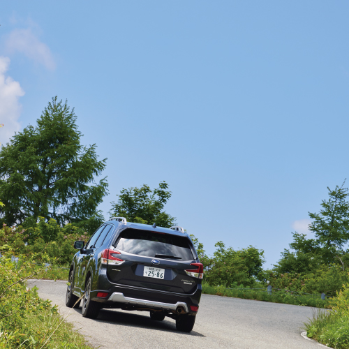 カートピア 青空に向かうように山道を登るフォレスター | SUBARU